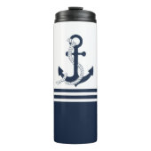 青航海のと白の青のいかりストライプ タンブラー (正面)