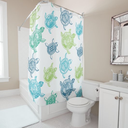 青航海のと緑のウミガメ シャワーカーテン (インサイチュ)