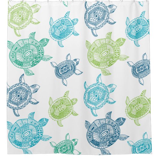 青航海のと緑のウミガメ シャワーカーテン (正面)