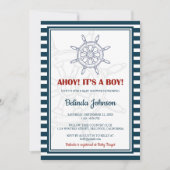 青航海のと赤のベビーシャワー 招待状 (正面)