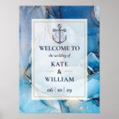 青航海のと金ゴールドの結婚歓迎サイン ポスター (正面)