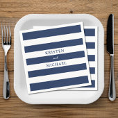青航海のストライプの結婚色 スタンダードカクテルナプキン
