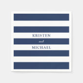 青航海のストライプの結婚色 スタンダードカクテルナプキン (正面)