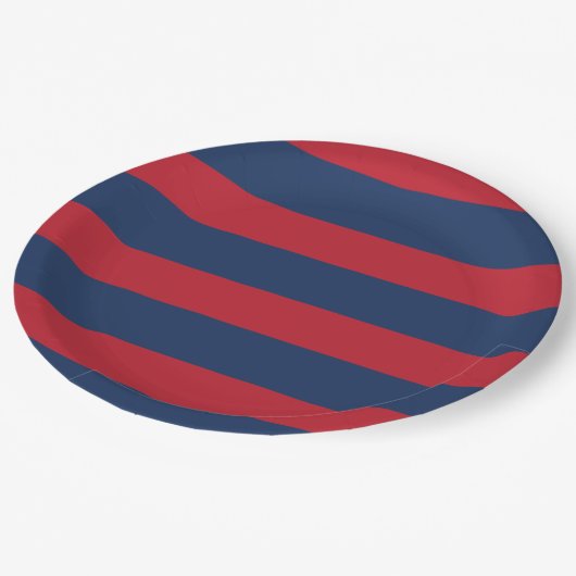 青航海のストライプの赤 ペーパープレート (アングル)