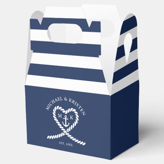 青航海のハートストライプの結婚いかり フェイバーボックス (オープン)