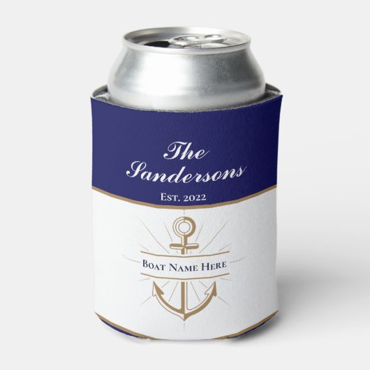 青航海のモダンはっきりしたいかりボート名 缶クーラー (缶正面)
