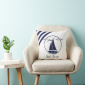 青航海の帆帆船シルエット遠くに/帆/海軍 クッション (椅子)