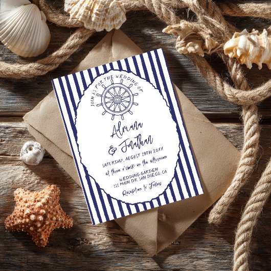 青航海の手絵を描結婚の 招待状