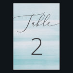 青航海の水の色結婚。ミニマルビーチ テーブルナンバー<br><div class="desc">この青い水色のテーブル番号カードでスタイル結婚でゲストを案内する。スクリプトエレガントタイポグラフィとソフトな背航海の景を備えインスパイアた、このデザインは沿岸、海辺、ヨットクラブ、ビーチ結婚式に最適である。新鮮な青いトーングラデーションは、テーマ、目的地のウェディング、または沿岸の航海の披露宴のための多目的な選択モダンを作る。これらのカードを各テーブルに置きて保、あなたのデコを結ぶ装飾要素を追加し結婚ながら整理したイベント。結婚式や大規模な披露宴に最適な、これらのテーブル番号カードはあなたのお祝いに機能とスタイルの両方をもたらす。</div>