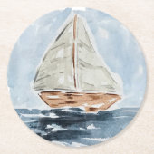 青航海の水彩帆船 ラウンドペーパーコースター (正面)