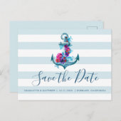 青航海の水色いかり保存日付 案内ポストカード (正面/裏面)