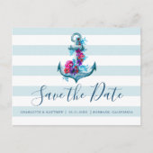 青航海の水色いかり保存日付 案内ポストカード (正面)