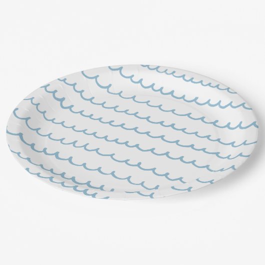 青航海の波 | プール誕生日またはベビーシャワー ペーパープレート (アングル)
