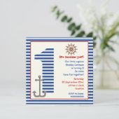 青航海の白い帆船1歳の誕生日パーティー 招待状 (スタンド正面)