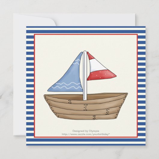 青航海の白い帆船2歳の誕生日パーティー 招待状 (裏面)