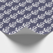 青航海の白のいかりとロープ ラッピングペーパー (角)