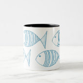 青航海の白のストライプ ツートーンマグカップ (中央)