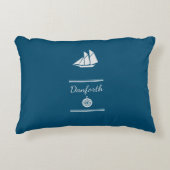 青航海の白の帆船 アクセントクッション (正面)