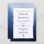 青航海の白の水色グラデーシ結婚ョン 招待状 (正面/裏面)