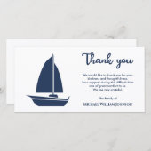 青航海の白セーリングボートセーリングボート葬儀 サンキューカード (正面/裏面)
