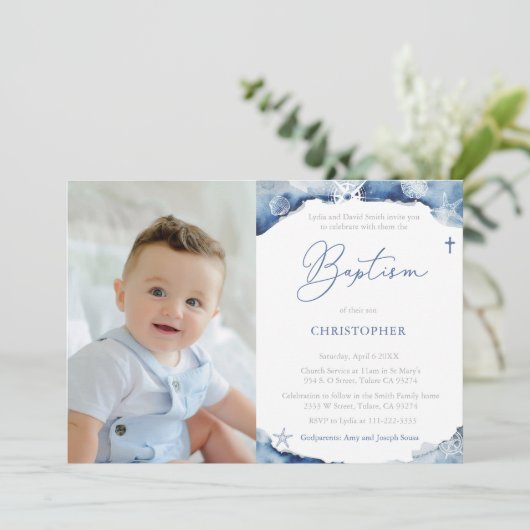 青航海の白バプテスマ式写真 招待状 (スタンド正面)