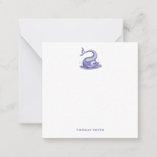 青航海の白ヴィンテージ海モンスターフィッシュ ノートカード (正面)