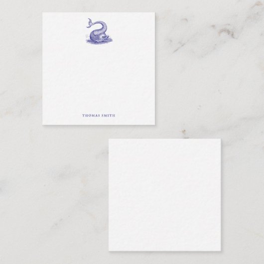 青航海の白ヴィンテージ海モンスターフィッシュ ノートカード (正面/裏面)