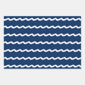 青航海の白海波モダン模様 ラッピングペーパーシート (正面3)