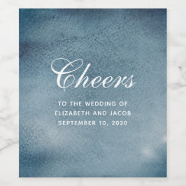 青航海の結婚の。水色ネイビーモダン ワインラベル