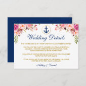 青航海の色の結婚フローラ詳細挿入カード エンクロージャーカード (正面/裏面)