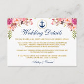 青航海の色の結婚フローラ詳細挿入カード エンクロージャーカード (正面)