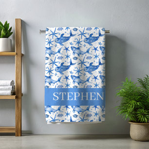 青航海の魚のパーソナライズされた魚 ビーチタオル