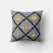 青航海の/金ゴールド/イルカ/帆船/いかり/カニ クッション (裏面)