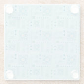 青色およびティール（緑がかった色）回路基板パターン ガラスコースター (裏面)