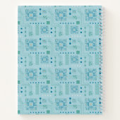 青色およびティール（緑がかった色）回路基板パターン ノートブック (裏面)