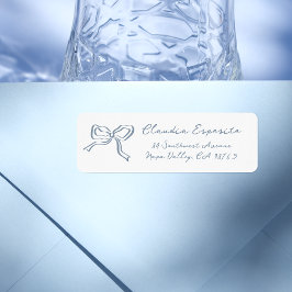 青色お洒落の手書き弓 ラベル