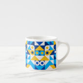 青色から黄色のシームレスなトレンディーパターンの図形 エスプレッソカップ (右)
