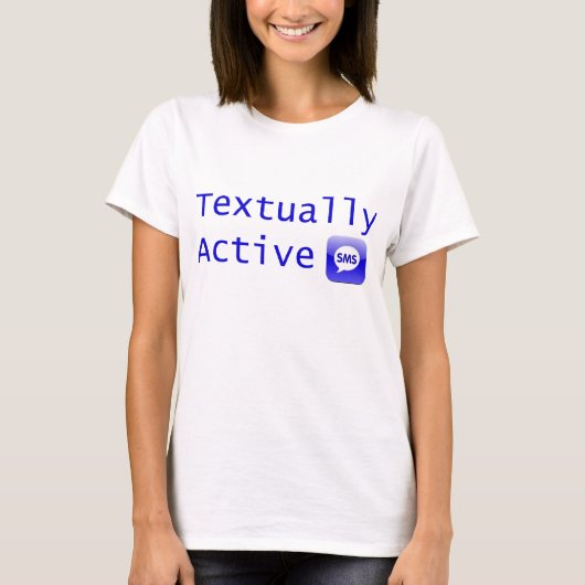 青色でテキストをアクティブレタリング Tシャツ (正面)