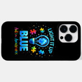 青色に光らせよう 自閉症 オティズム啓発 Case-Mate iPhoneケース (裏面 (横))
