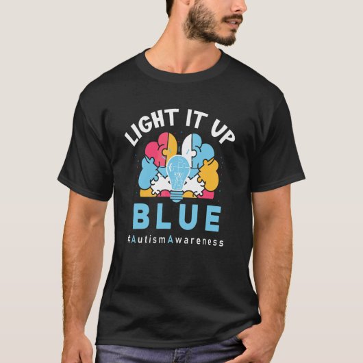 青色に光らせよう 自閉症 Tシャツ (正面)
