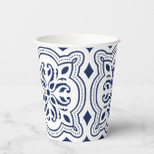 青色のはっきりした装飾的なモロッコの幾何学的 紙コップ (裏面)