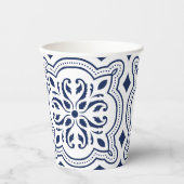 青色のはっきりした装飾的なモロッコの幾何学的 紙コップ (正面)