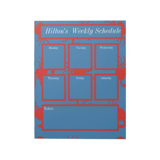 青色のカニの週刊誌のノート ノートパッド (回転)