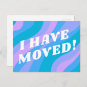 青色のカラフル動ストライプ動アナウンス ポストカード (正面/裏面)