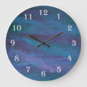 青色のグラデーション抽象芸術 |ターコイズティール(緑がかった色)紫 ラージ壁時計 (正面)