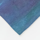 青色のグラデーション抽象芸術 |ティール(緑がかった色)バイオレットパープルモノグラム フリースブランケット (角)