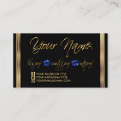 青色のグリッターと金ゴールド 名刺 (裏面)