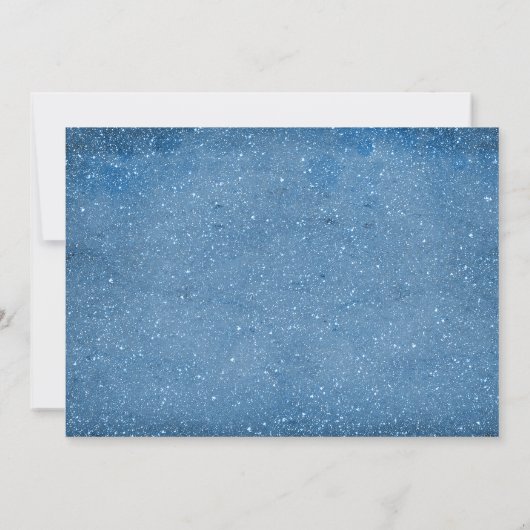 青色のグリッターフェイクストリングライト結婚式招待状 招待状 (裏面)