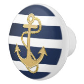 青色のストライプ金ゴールドいかり セラミックノブ (右)