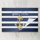 青色のストライプ金ゴールドいかり ペーパーパッド (折り畳み)